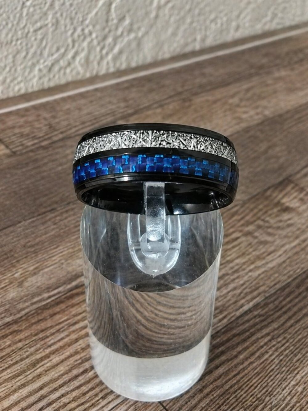 Size 12 Silver/Blue, 8mm Black Stainless-Steel Band